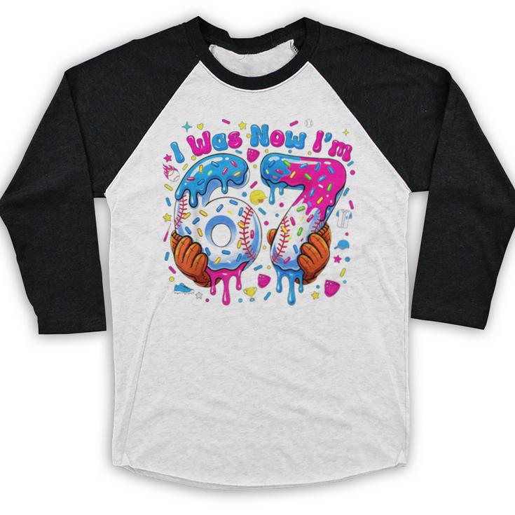 7th Birthday I Was 6 Now I'm 7 Baseball Ice Cream Drip Baseball Raglan Shirt 7th Birthday I Was 6 Now I'm 7 Baseball Ice Cream Drip Baseball Raglan Shirt