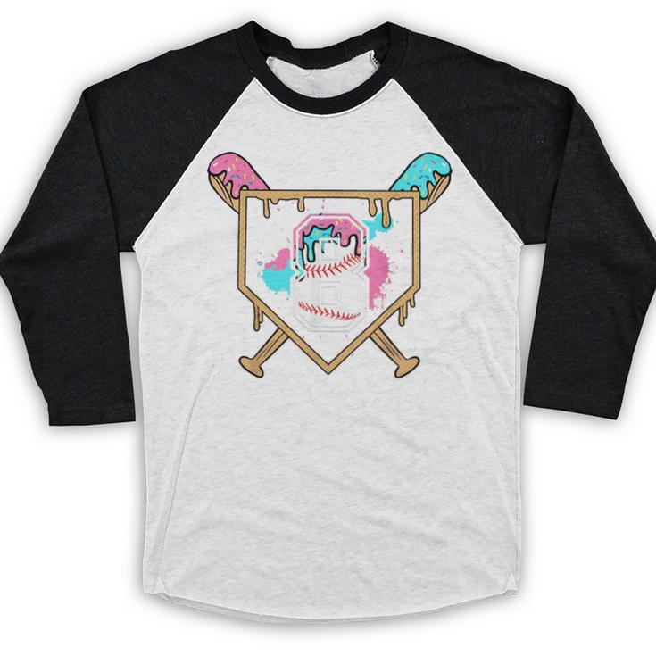 8th Birthday Baseball Bat Ice-Cream Drip 8yrs Old Boys Girls Baseball Raglan Shirt 8th Birthday Baseball Bat Ice-Cream Drip 8yrs Old Boys Girls Baseball Raglan Shirt