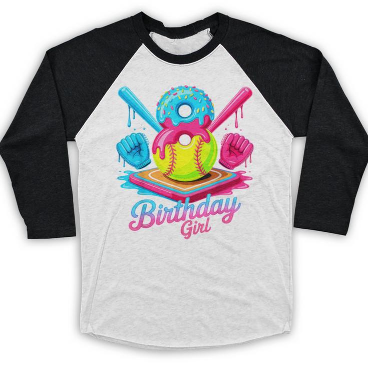 8th Birthday Baseball Ice Cream Drip 8 Years Old Girls B-Day Baseball Raglan Shirt