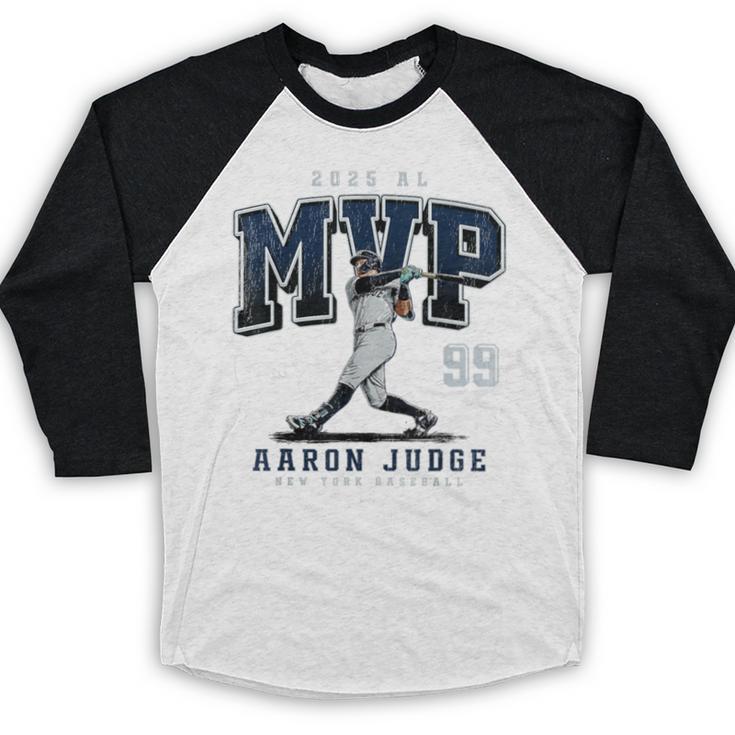 Aaron Judge 2025 AL MVP New York Baseball MLBPA Baseball Raglan Shirt