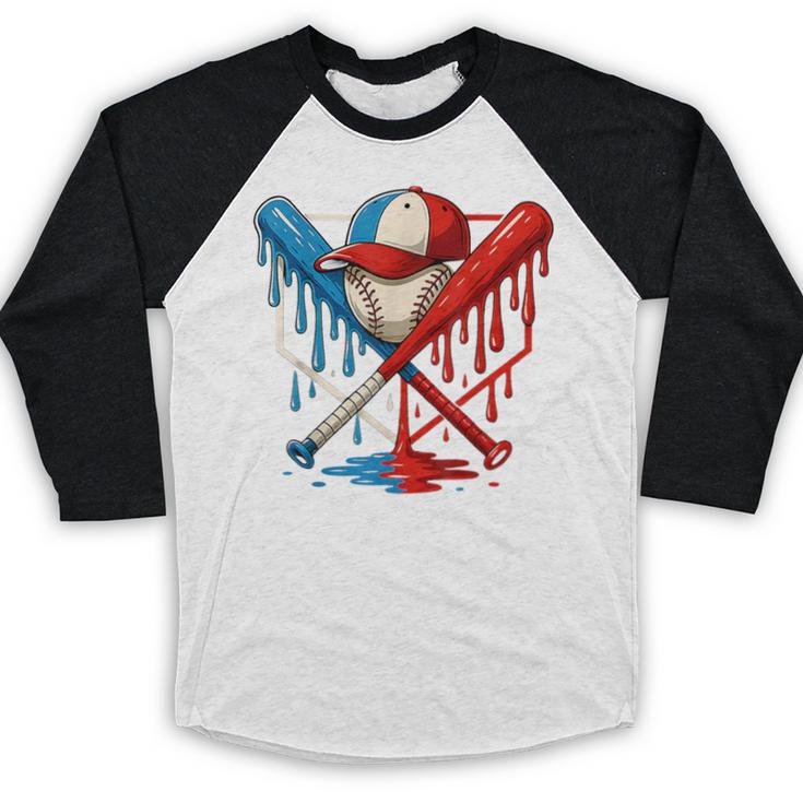 American Baseball Drip Graffiti Ball And Bat Baseball Raglan Shirt