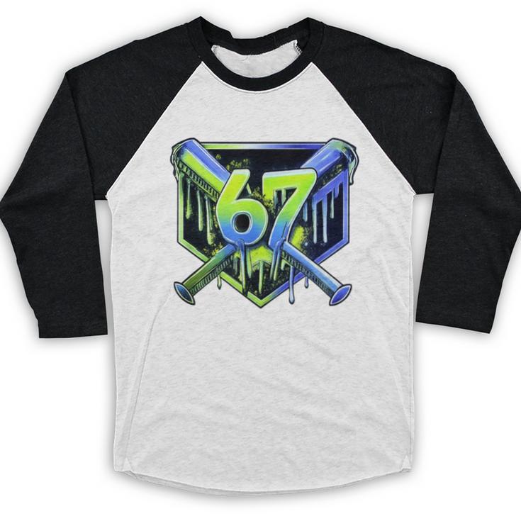 Awesome 67 Baseball Drip Effect Baseball 6-7 Meme Graphic Baseball Raglan Shirt Awesome 67 Baseball Drip Effect Baseball 6-7 Meme Graphic Baseball Raglan Shirt