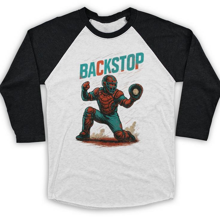 Backstop Catcher Baseball Graphic Baseball Raglan Shirt Backstop Catcher Baseball Graphic Baseball Raglan Shirt