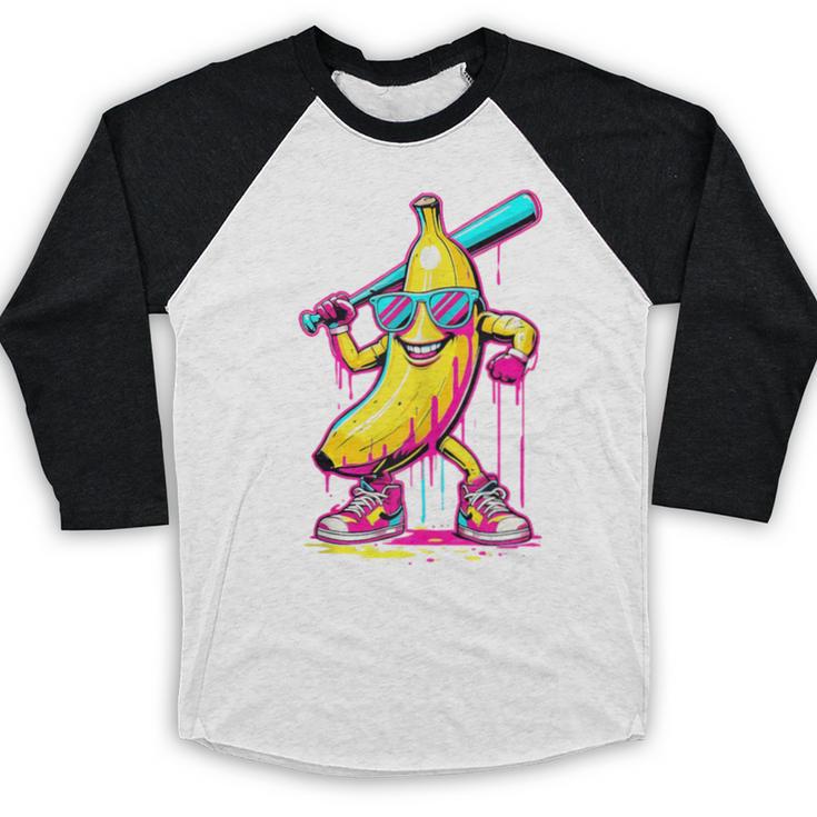 Banana With Baseball Bat Street Baseball Drip Baseball Raglan Shirt Banana With Baseball Bat Street Baseball Drip Baseball Raglan Shirt