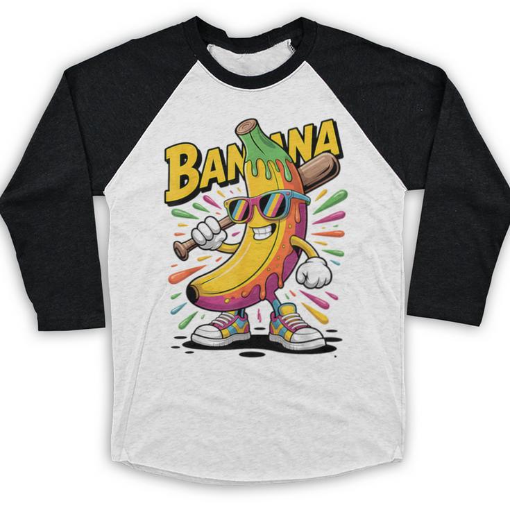 Banana Baseball Cartoon Cool Sports Kids Teens Baseball Raglan Shirt Banana Baseball Cartoon Cool Sports Kids Teens Baseball Raglan Shirt
