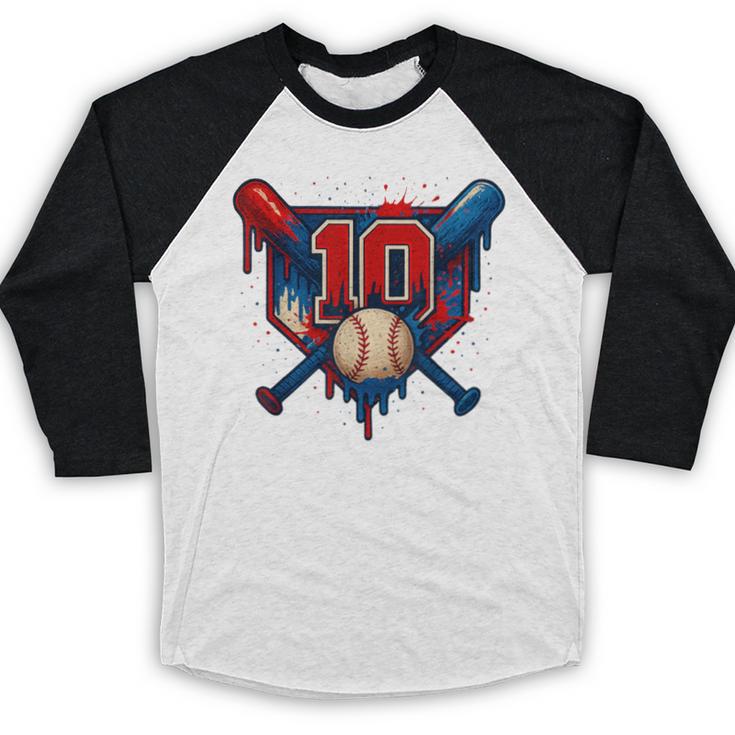 Baseball 10 Year Old Splash Drip 10th Birthday Boy Number 10 Baseball Raglan Shirt Baseball 10 Year Old Splash Drip 10th Birthday Boy Number 10 Baseball Raglan Shirt