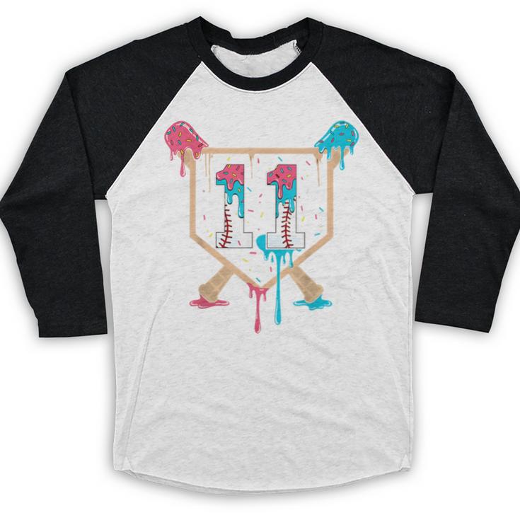 Baseball 11 Year Old Ice Cream Drip 11th Birthday Boy Player Baseball Raglan Shirt Baseball 11 Year Old Ice Cream Drip 11th Birthday Boy Player Baseball Raglan Shirt