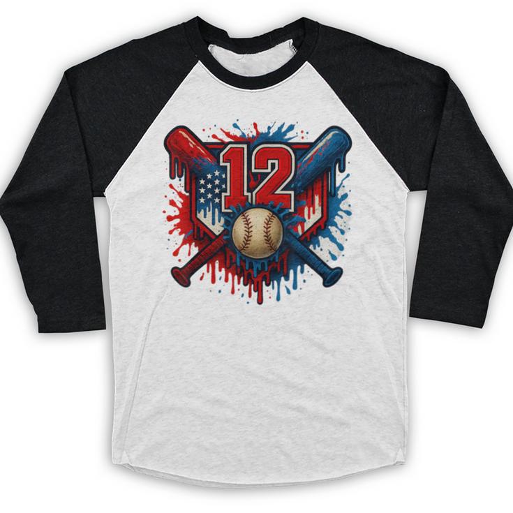 Baseball 12 Year Old Splash Drip 12th Birthday Boy Number 12 Baseball Raglan Shirt Baseball 12 Year Old Splash Drip 12th Birthday Boy Number 12 Baseball Raglan Shirt