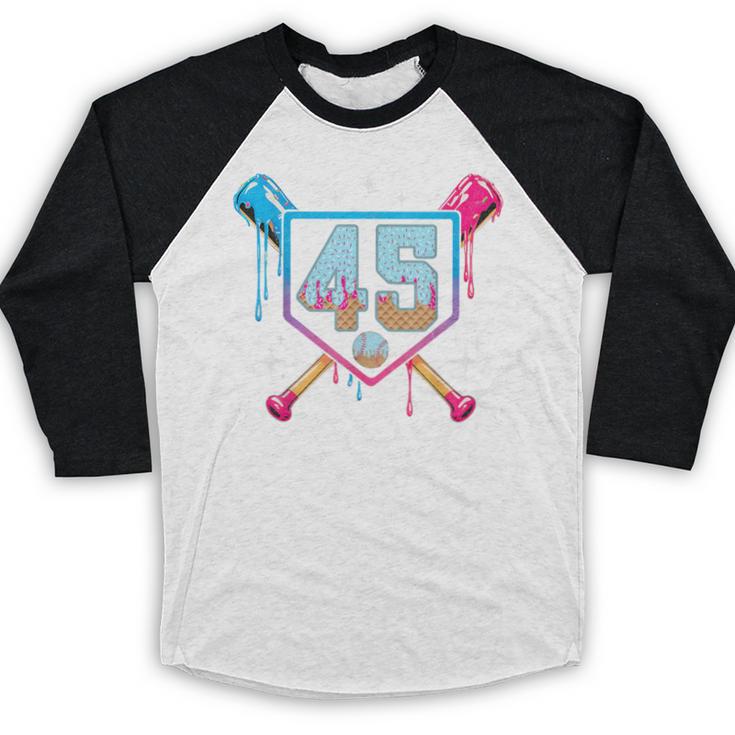 Baseball 45 Year Old Ice Cream Drip 45th Birthday Number 45 Baseball Raglan Shirt Baseball 45 Year Old Ice Cream Drip 45th Birthday Number 45 Baseball Raglan Shirt