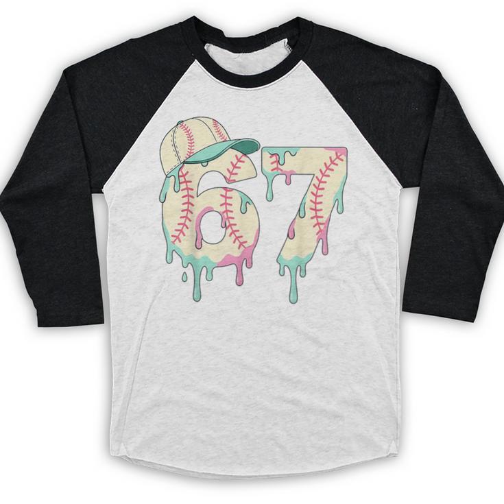 Baseball 67 Drip Six Seven Baseball Dripping Boys Kids Baseball Raglan Shirt