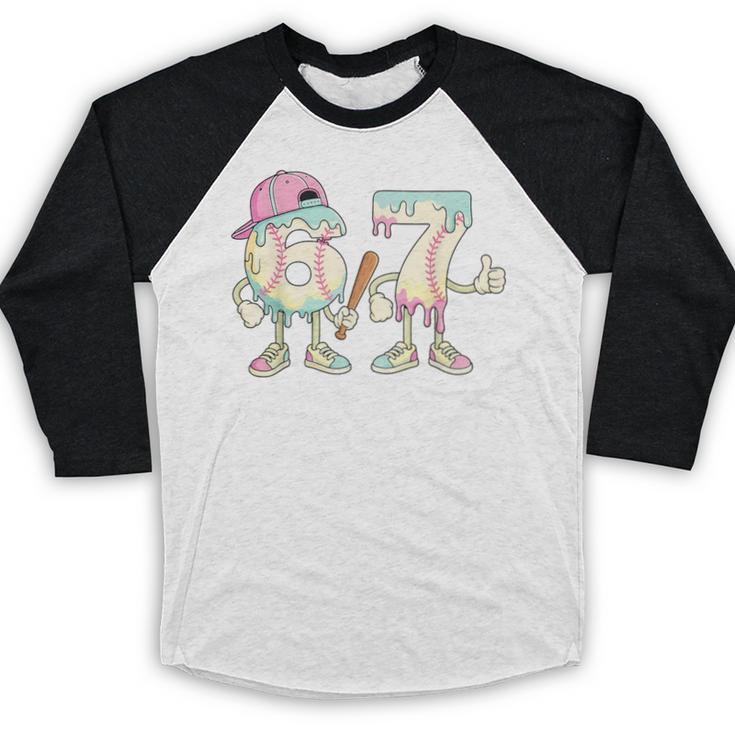 Baseball 67 Dripping Six Seven Drip Meme Ice Cream Boy Baseball Raglan Shirt Baseball 67 Dripping Six Seven Drip Meme Ice Cream Boy Baseball Raglan Shirt