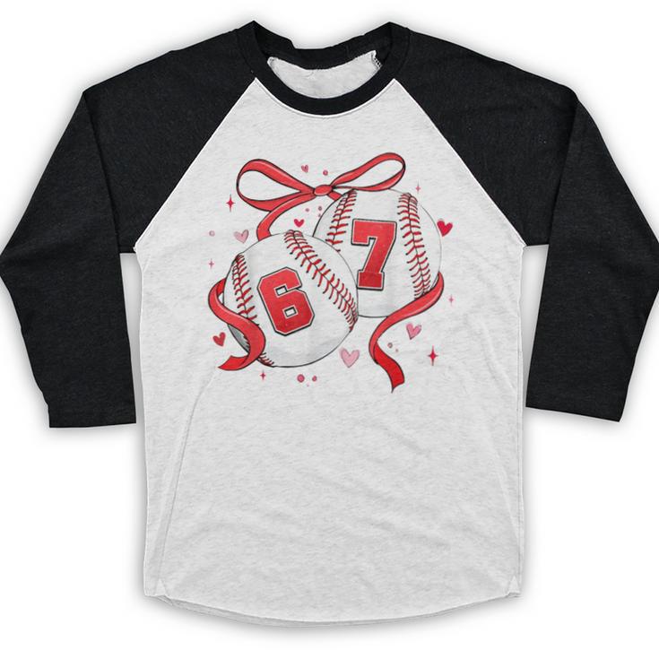 Baseball 67 Six Seven Gen Alpha Meme Valentine's Day Baseball Raglan Shirt