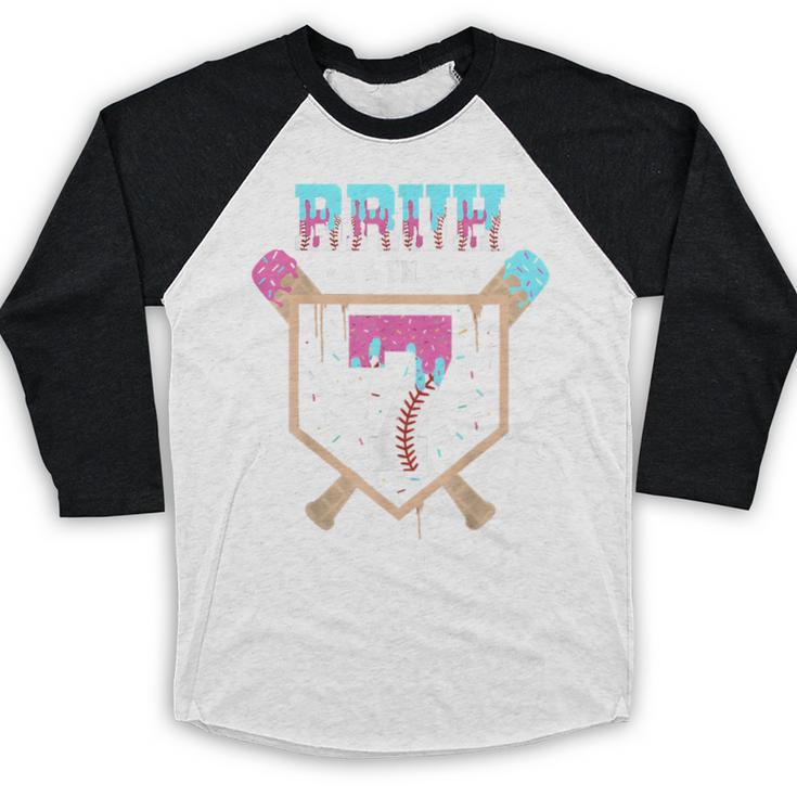 Baseball 7 Year Old Ice Cream Drip 7th Birthday Boys Player Baseball Raglan Shirt