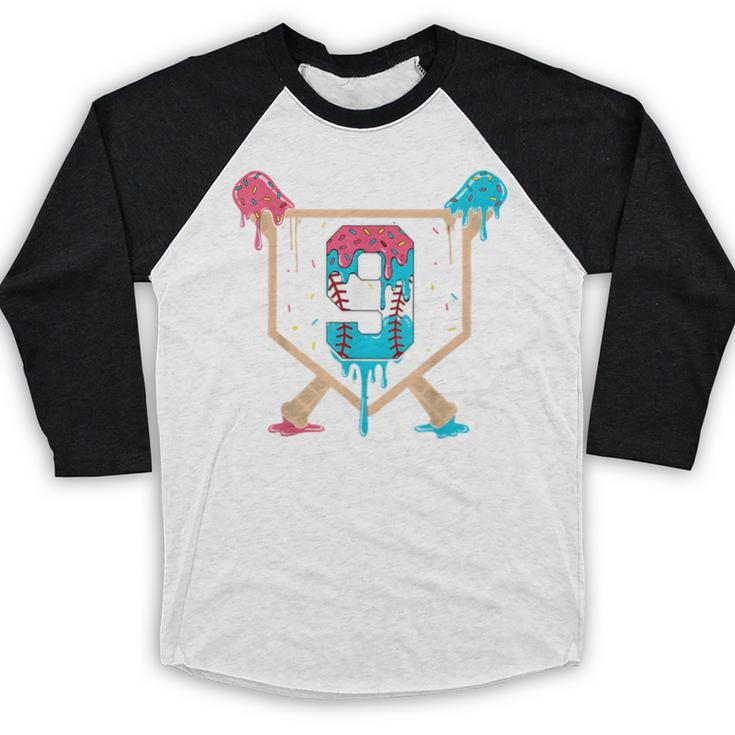 Baseball 9 Year Old Ice Cream Drip 9th Birthday Boys Player Baseball Raglan Shirt Baseball 9 Year Old Ice Cream Drip 9th Birthday Boys Player Baseball Raglan Shirt
