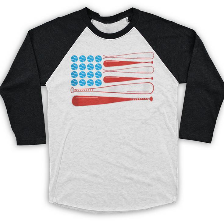 Baseball American Flag Patriotic USA Pride Baseball Raglan Shirt