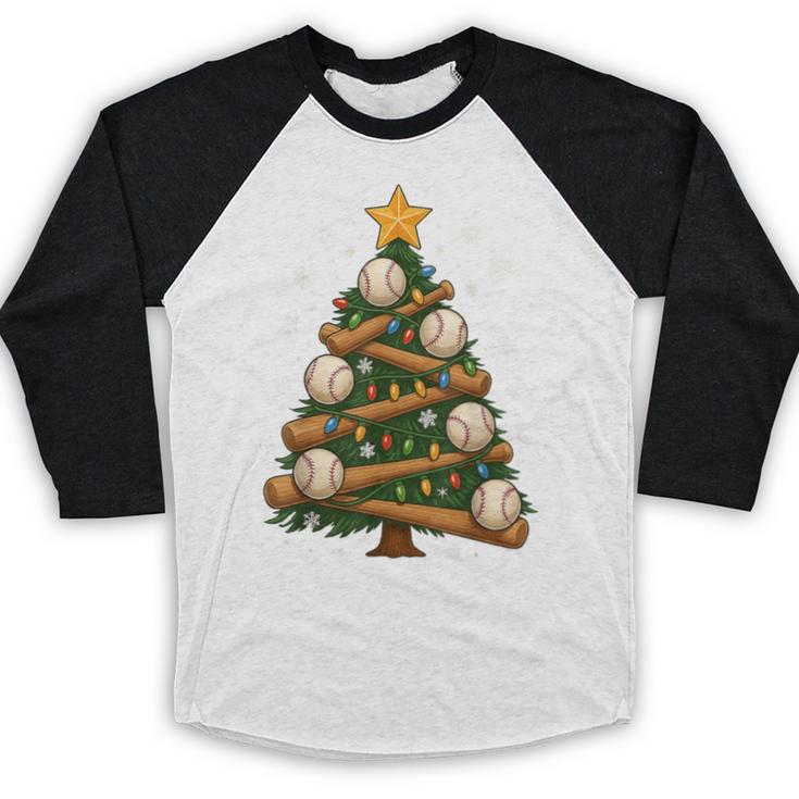 Baseball Bat Christmas Tree Lights Holiday Xmas Baseball Raglan Shirt Baseball Bat Christmas Tree Lights Holiday Xmas Baseball Raglan Shirt