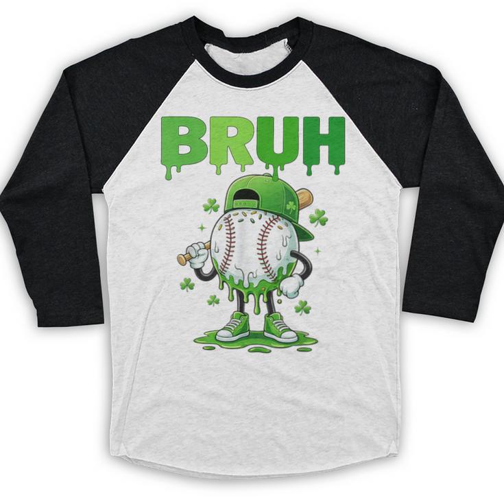 Baseball Bruh Drip Ice Cream Youth Boy St Patricks Day Baseball Raglan Shirt