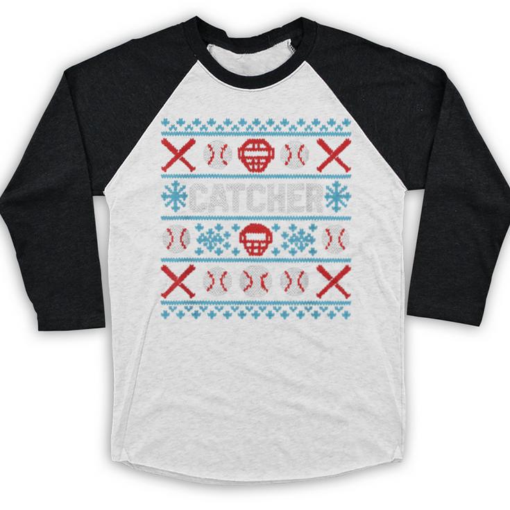 Baseball Catcher Ugly Christmas Sweater Pattern Sports Xmas Baseball Raglan Shirt Baseball Catcher Ugly Christmas Sweater Pattern Sports Xmas Baseball Raglan Shirt