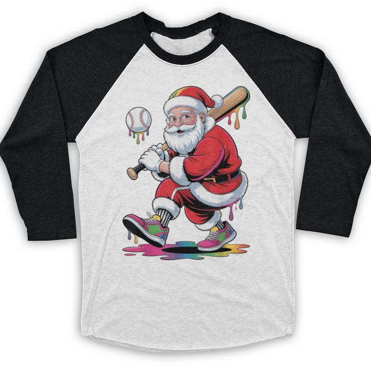 Baseball Christmas Santa Claus Batter Baseball Drip Baseball Raglan Shirt Baseball Christmas Santa Claus Batter Baseball Drip Baseball Raglan Shirt