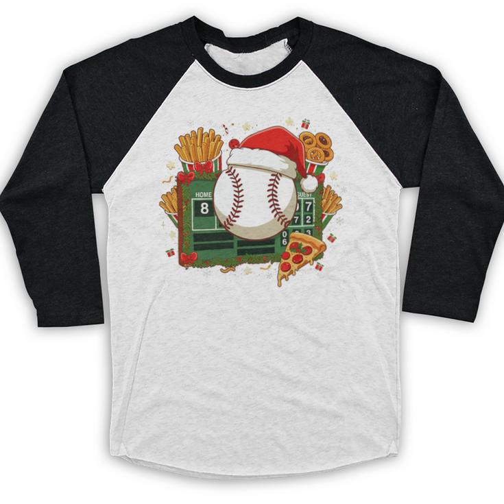 Baseball Christmas Scoreboard Celebration Premium Tri-Blend Baseball Raglan Shirt