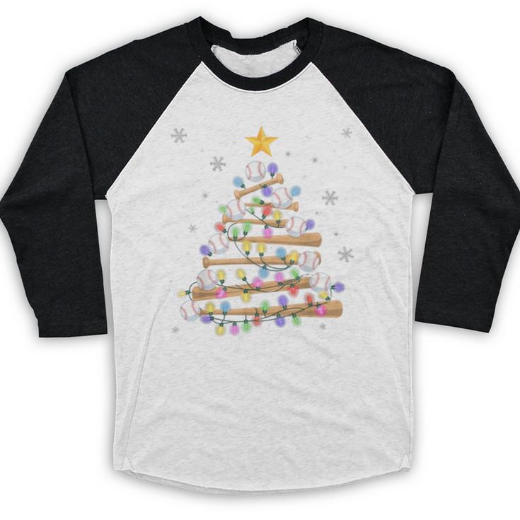 Baseball Christmas Tree Light Xmas Baseball Boys Kids Baseball Raglan Shirt