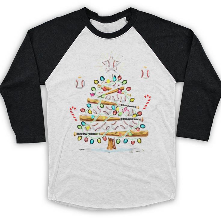 Baseball Christmas Tree Lights Baseball Raglan Shirt Baseball Christmas Tree Lights Baseball Raglan Shirt