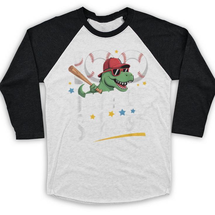 Baseball Dinosaur 100 Days Of School Kids Theme Baseball Raglan Shirt