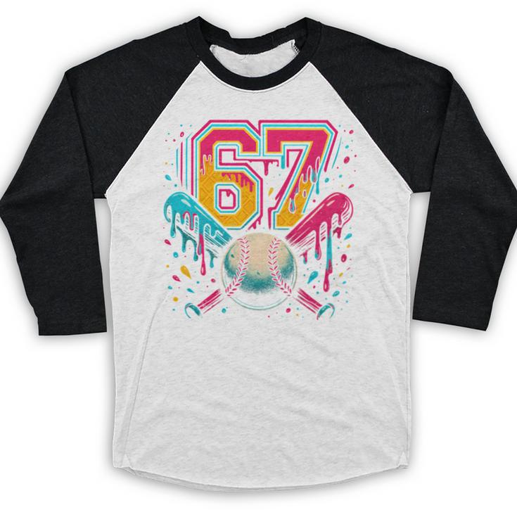 Baseball Drip 6 7 Number 67 Six Seven Meme Boys Kids Baseball Raglan Shirt Baseball Drip 6 7 Number 67 Six Seven Meme Boys Kids Baseball Raglan Shirt