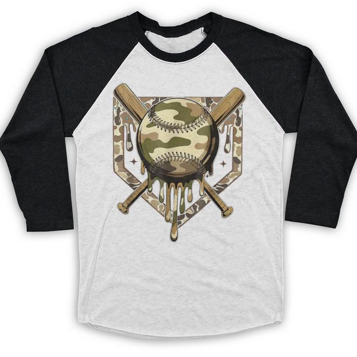Baseball Drip For Boys Ice Cream Dripping Boys Baseball Camo Baseball Raglan Shirt
