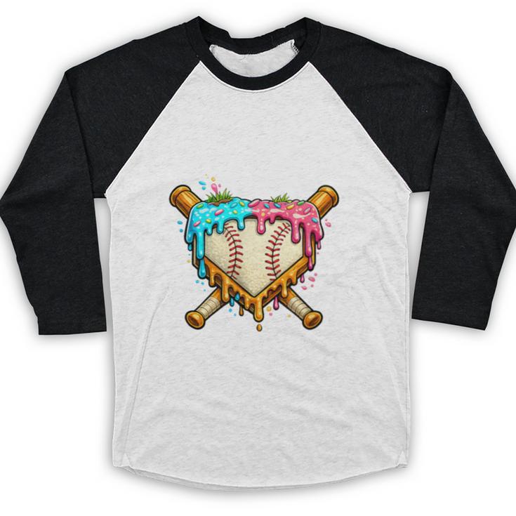 Baseball Drip For Boys Ice Cream Dripping Baseball Sport Baseball Raglan Shirt