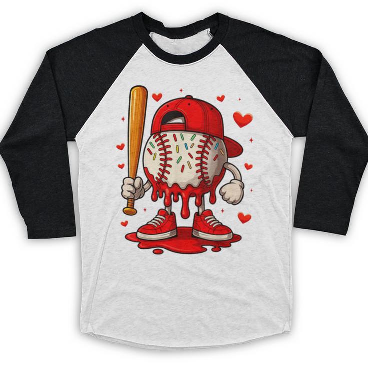 Baseball Drip Ice Cream Apparel Boys Kids Valentines Day Baseball Raglan Shirt
