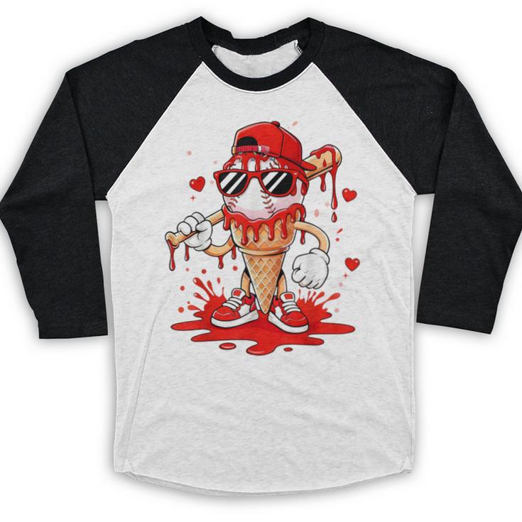 Baseball Drip Ice Cream Apparel Youth Boys Valentines Baseball Raglan Shirt Baseball Drip Ice Cream Apparel Youth Boys Valentines Baseball Raglan Shirt