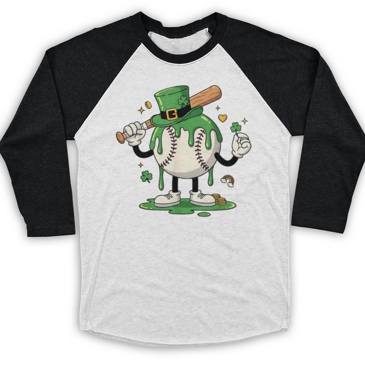 Baseball Drip Ice Cream Boys Kids Shamrock St Patricks Day Baseball Raglan Shirt