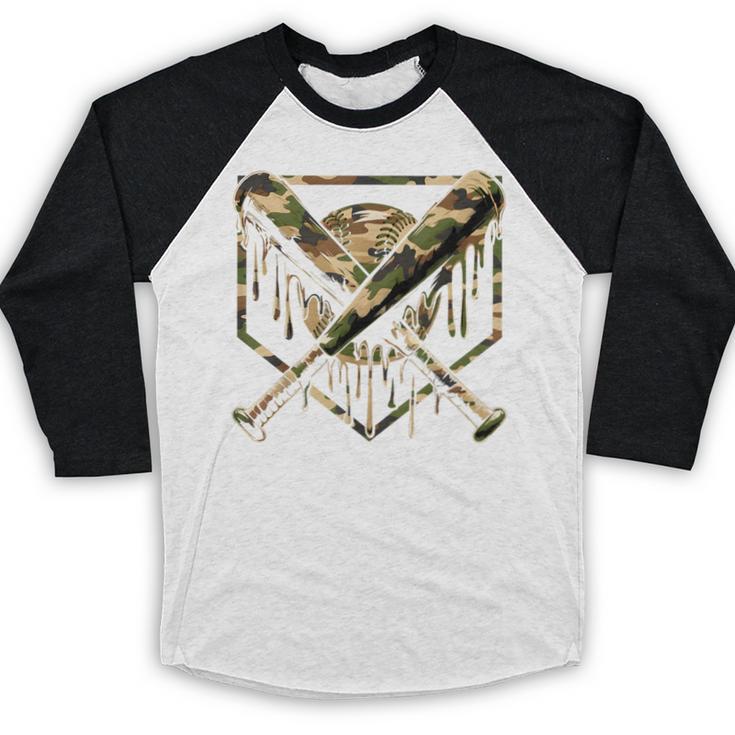 Baseball Drip Ice Cream Camo Home Plate Bats Sports Game Day Baseball Raglan Shirt