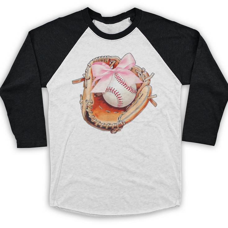 Baseball Drip Ice Cream Coquette Pink Bow Baseball Player Baseball Raglan Shirt