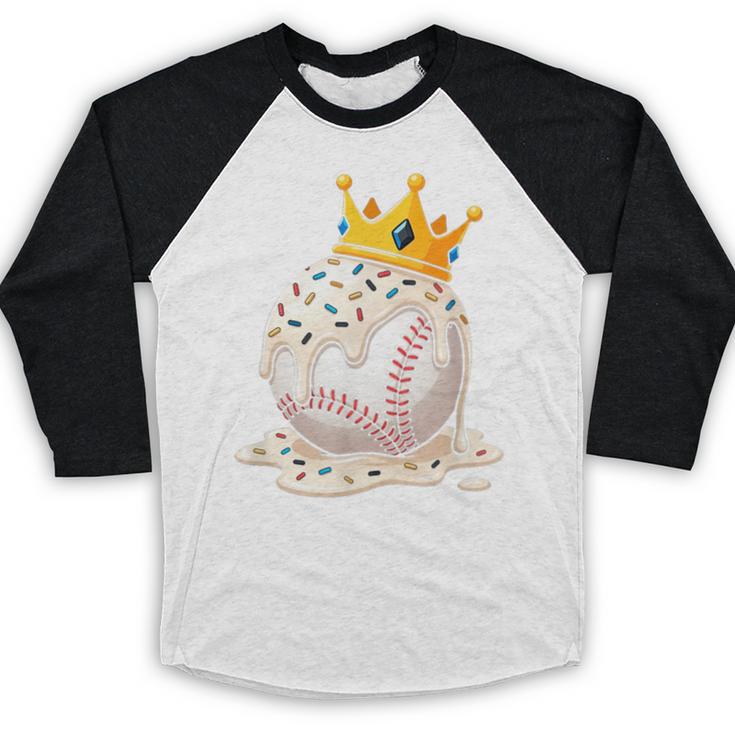 Baseball Drip Ice Cream Crown Melt Graphic Baseball Raglan Shirt