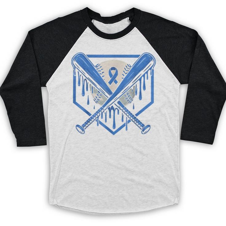 Baseball Drip Ice Cream Diabetes Awareness Ribbon Boys Girls Baseball Raglan Shirt