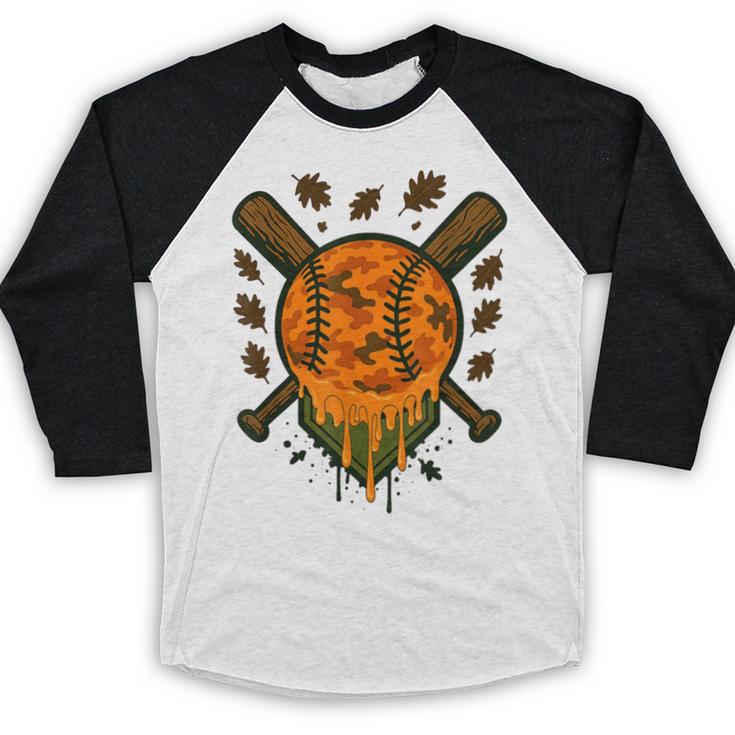 Baseball Drip Ice Cream Dripping Blaze Hunter Orange Camo Baseball Raglan Shirt Baseball Drip Ice Cream Dripping Blaze Hunter Orange Camo Baseball Raglan Shirt