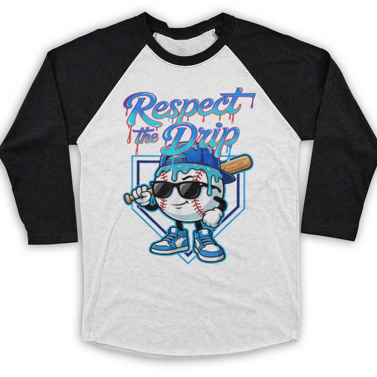 Baseball Drip Ice Cream Respect The Drip Home Plate Boy Kids Baseball Raglan Shirt