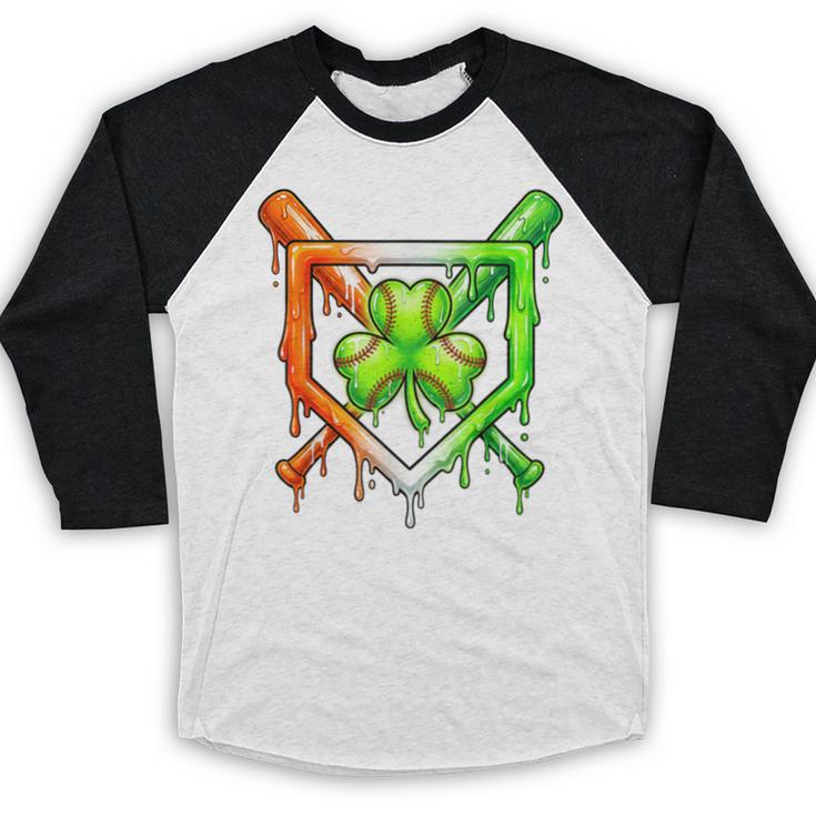 Baseball Drip Ice Cream St Patricks Day Shamrock Baseball Raglan Shirt
