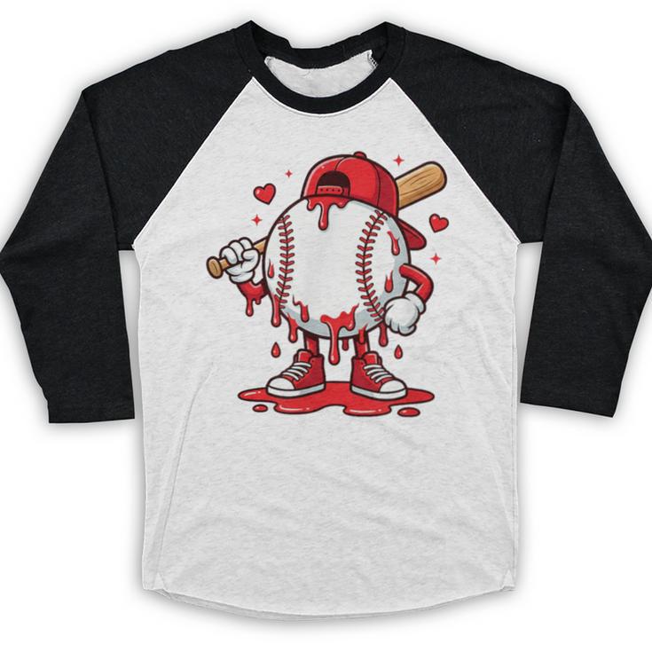 Baseball Drip Icecream Men Boy Valentine Baseball Raglan Shirt