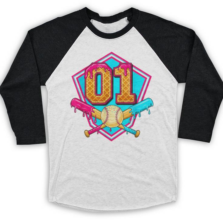 Baseball Drip Jersey Number 1 For Players & 1th Birthday Baseball Raglan Shirt