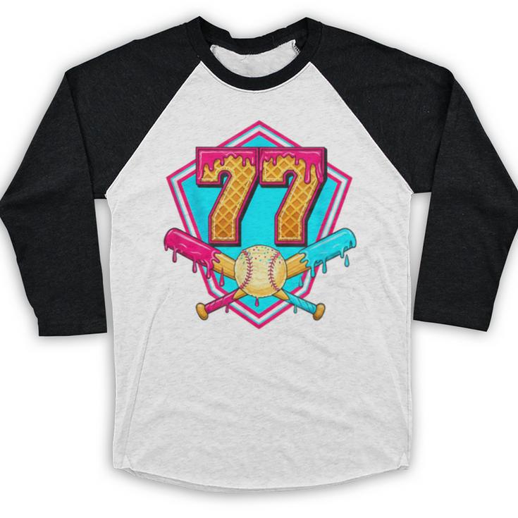 Baseball Drip Jersey Number 77 For Players & 77th Birthday Baseball Raglan Shirt Baseball Drip Jersey Number 77 For Players & 77th Birthday Baseball Raglan Shirt