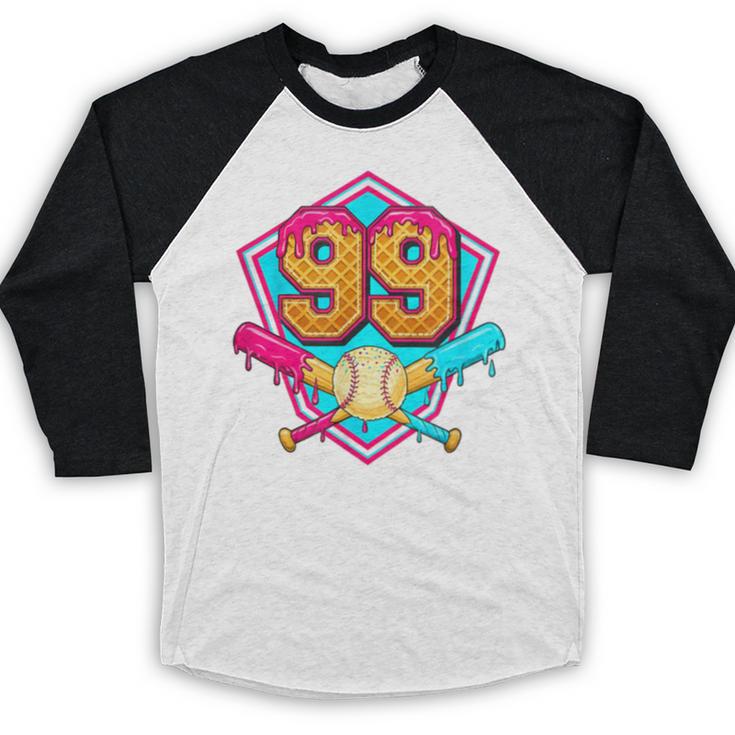 Baseball Drip Jersey Number 99 For Players & 99th Birthday Baseball Raglan Shirt
