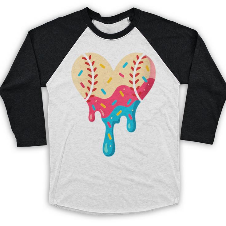 Baseball Drip Melting Ice Cream Baseball Heart Boys Girls Baseball Raglan Shirt Baseball Drip Melting Ice Cream Baseball Heart Boys Girls Baseball Raglan Shirt