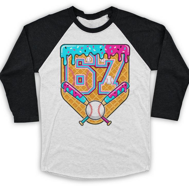 Baseball Drip Number 67 Ice Cream Home Plate Drip Baseball Raglan Shirt Baseball Drip Number 67 Ice Cream Home Plate Drip Baseball Raglan Shirt