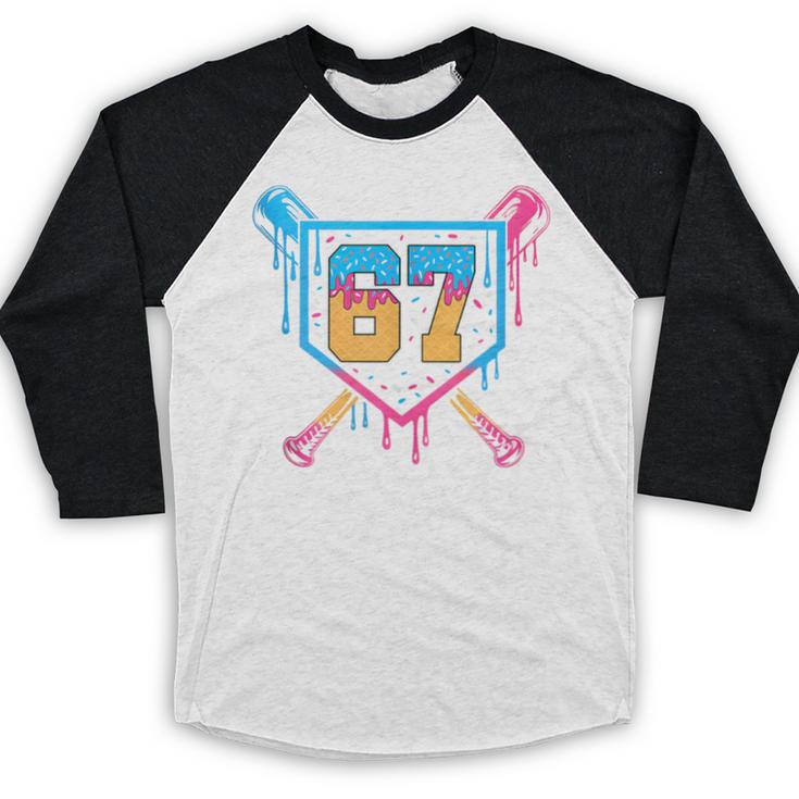 Baseball Drip Number 67 Player Or 67Th Birthday Baseball Raglan Shirt