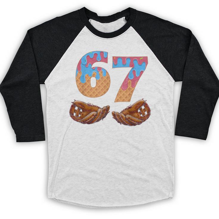 Baseball Drip Number 67 Player Six Seven Meme Baseball Raglan Shirt