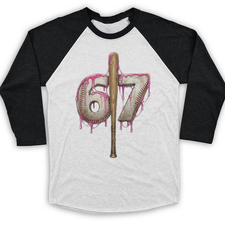 Baseball Drip Number 67 Sports Player Six Seven Meme Fan Baseball Raglan Shirt