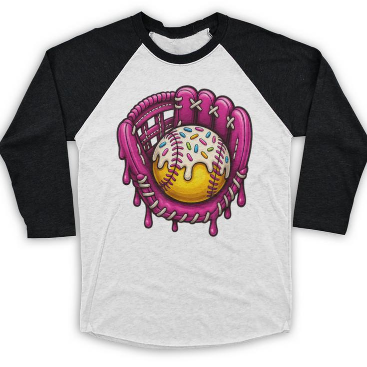 Baseball Drip Pink Glove Respect The Drip Youth Boys Girls Baseball Raglan Shirt